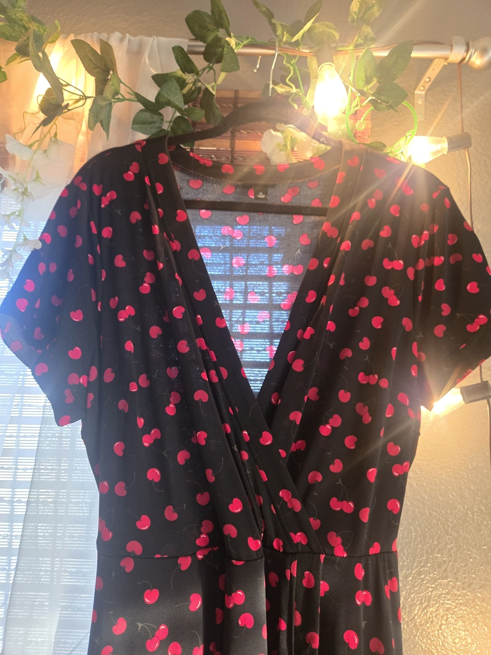 Torrid faux wrap cherry orint dress like new